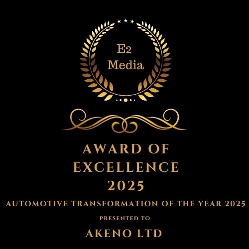 A winners award from Business Awards UK 2023, given to Akeno Limited for Biggest Digital Transformation